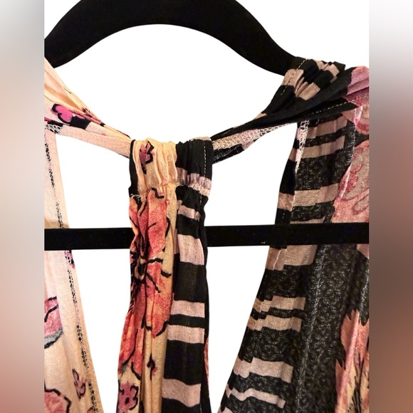 Free People Floral Hot Tropics Halter Sleeveless Boho Tank sz L - Picture 4 of 10